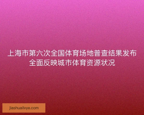 上海市第六次全国体育场地普查结果发布全面反映城市体育资源状况